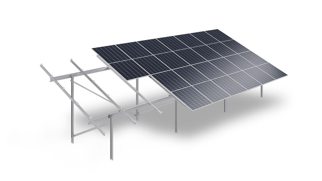 Наземна система кріплення SMS-212L для двосторонніх модулей від SolarSK